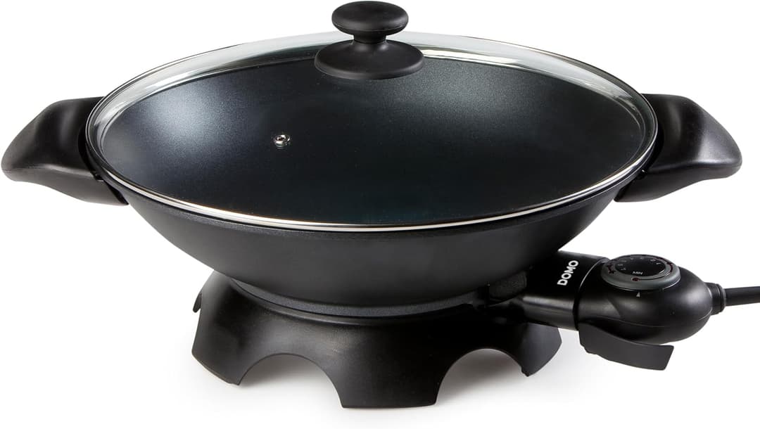 Wok Electrique Domo DO-8708W 5L - Cuisson Saine & Rapide