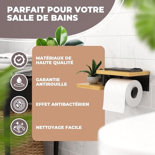 ElbFuchs Porte Papier Toilette Bamboo Noir Mural
