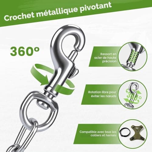 Laisse chaîne PETTOM S 2 mm 120 cm pour petit chien mâcheur