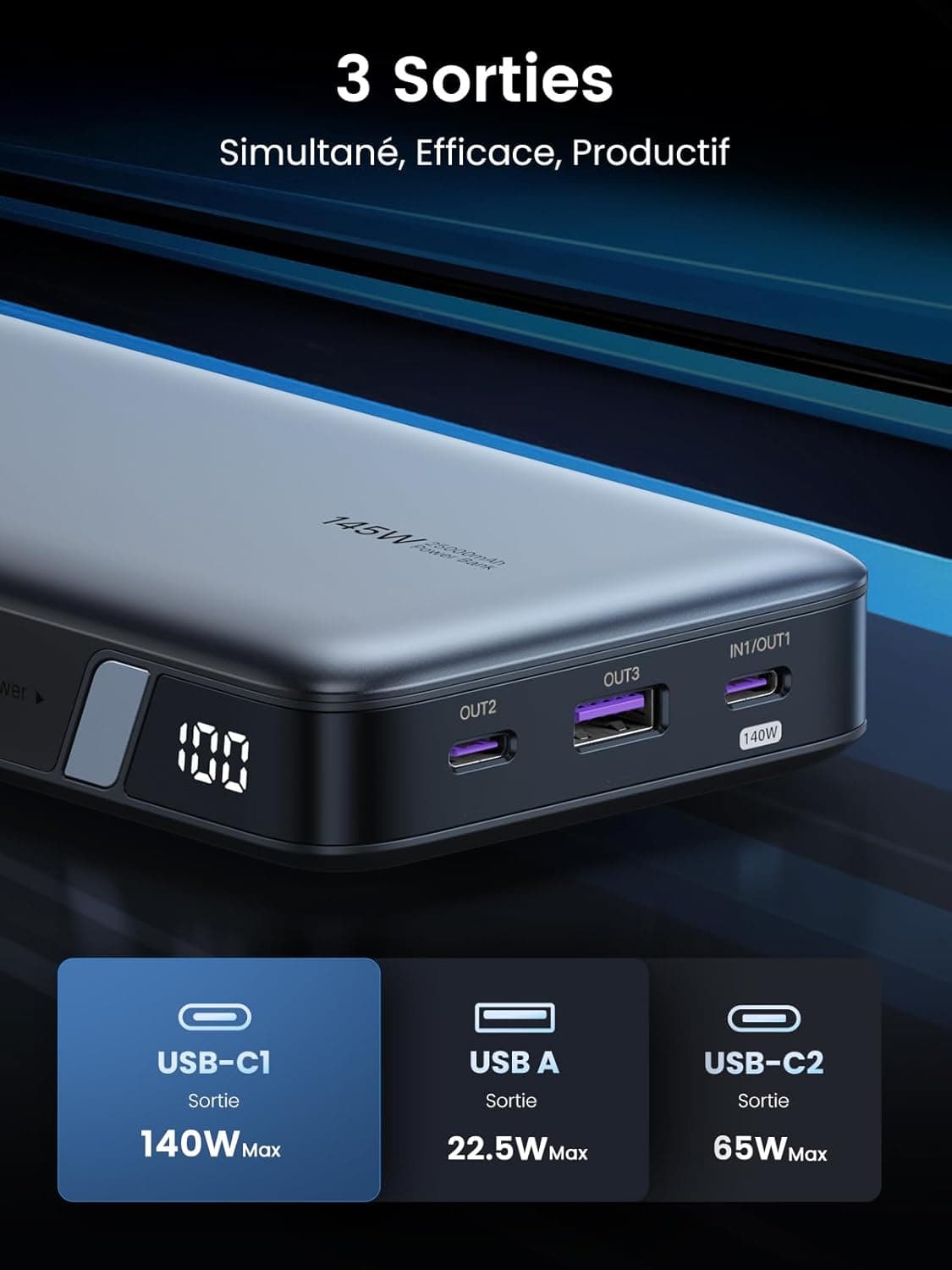 UGREEN Nexode 140W Batterie Externe 25000mAh