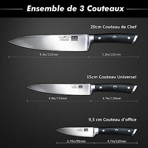 Set 3 couteaux de cuisine SHAN ZU acier allemand