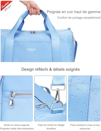 Sac Sport PHSYNI Femme 25L Bleu 19 Pouces