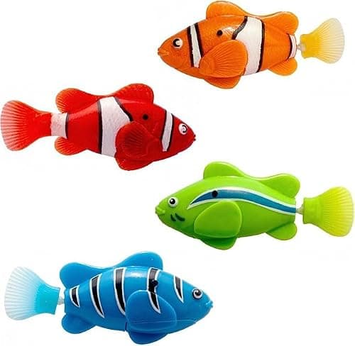 Poissons robots de bain Auirshiky lot de 4 à pile bouton