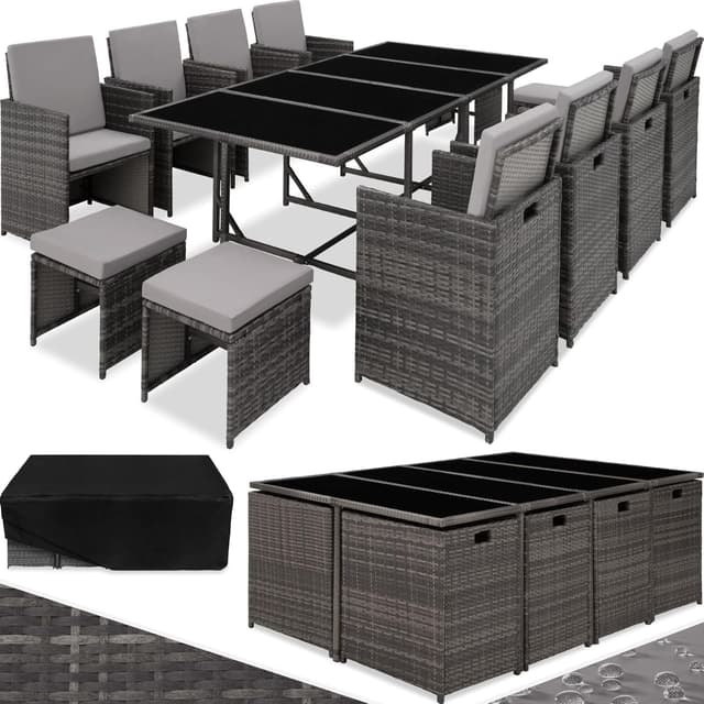 TecTake Salon Jardin Résine Tressée 8 Chaises