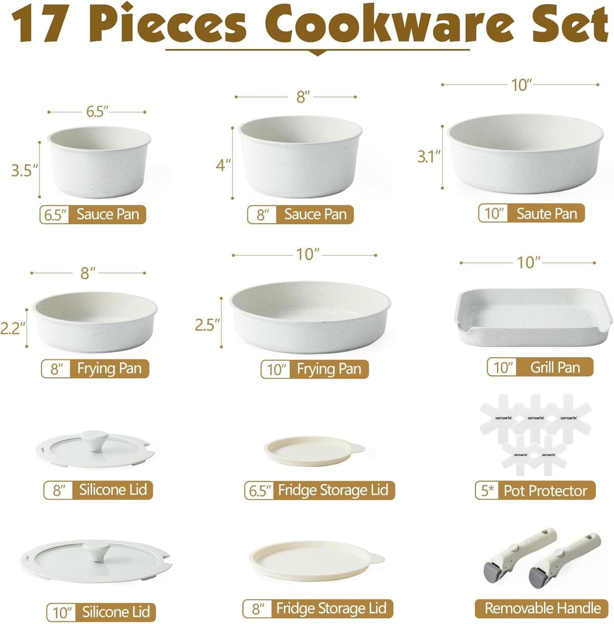 Batterie de Cuisine SENSARTE 17 Pièces