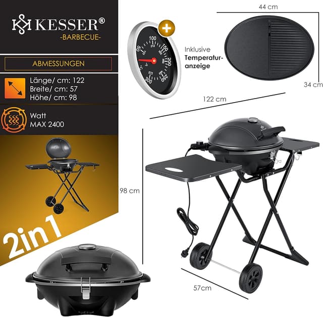 KESSER® Gril électrique pliable 2400W