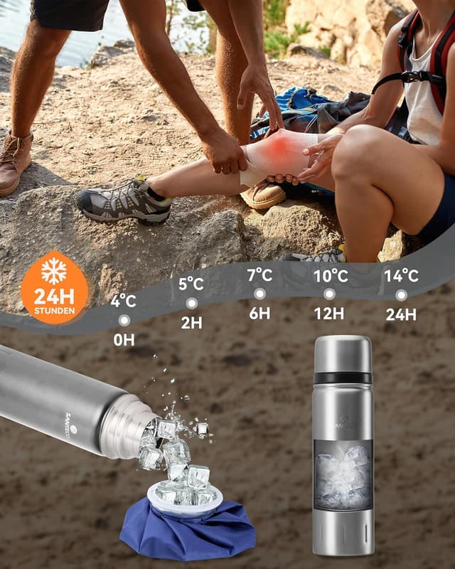 Bouteille isotherme SANTECO 1L - Acier Inox - Garde au froid 24h