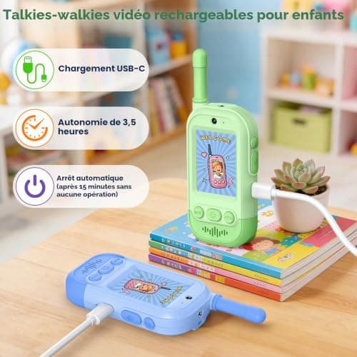 Talkie-Walkie Vidéo Enfant Gofunly Rechargeable Lot de 2