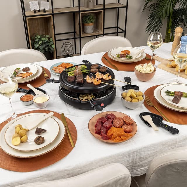 Tristar Appareil à raclette 6 poêlons RA-2998, Plaque Grill et crêpière