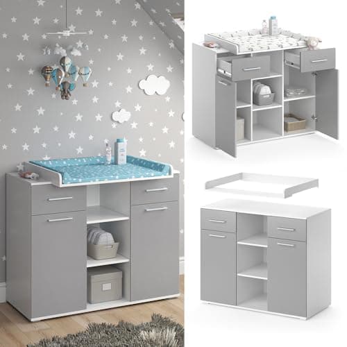 Commode à langer Vicco Leonie 113 cm avec plan