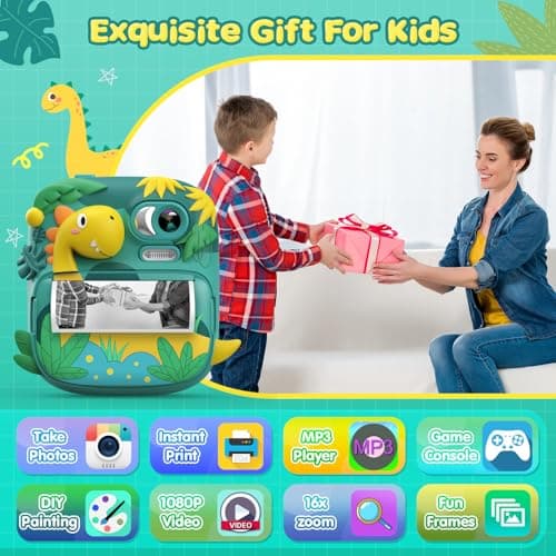 Appareil Photo Instantané Enfant CAMCLID ET-7 Dinosaure
