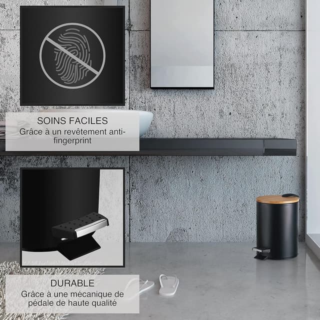 Poubelle Salle de Bain 3L VMbathrooms - Design Élégant & Fermeture Silencieuse