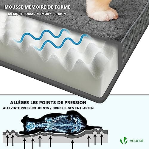 Matelas chien VOUNOT 115x81 cm mousse et tapis gel