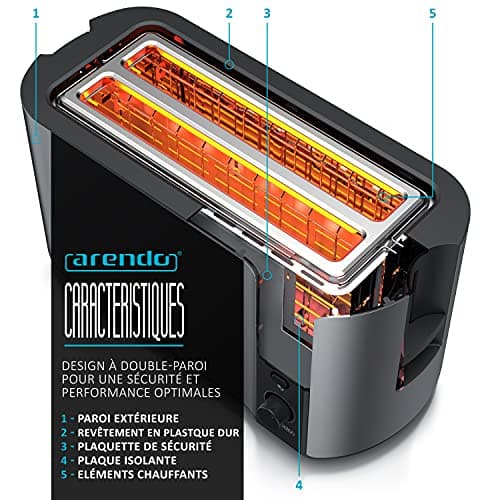 Grille-pain Arendo Frukost 4 tranches 1500W
