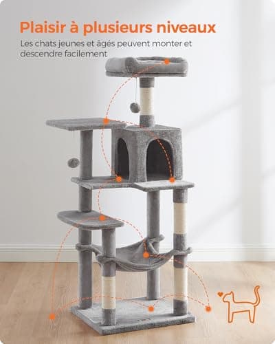 Arbre à chat Feandrea 143 cm avec hamac et niche