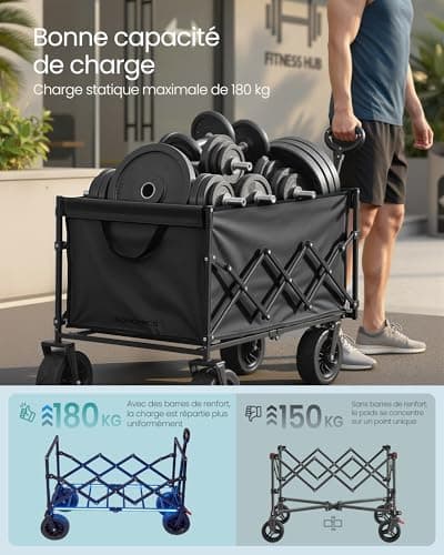 Chariot Pliable SONGMICS 200 L - Charge 180 kg