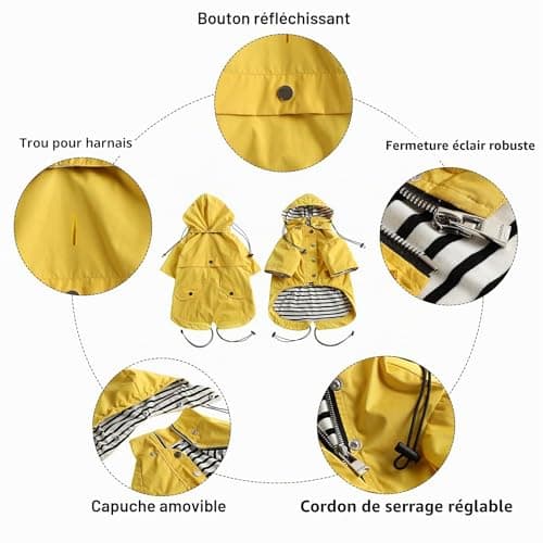 Imperméable chien Morezi zippé à capuche amovible