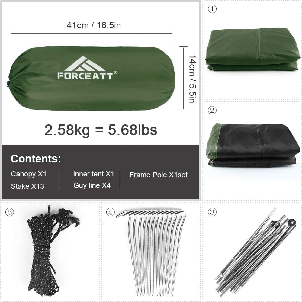 Tente Camping 2-4 Personnes Forceatt - Ultra Légère & Imperméable