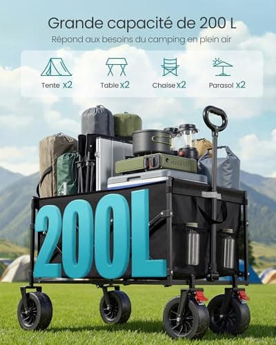 Chariot Pliable SONGMICS 200 L - Charge 180 kg