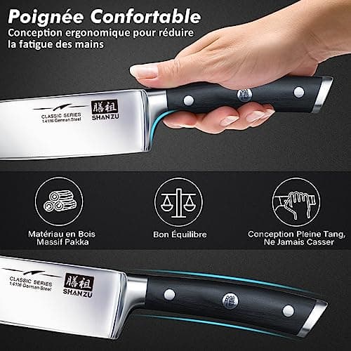 Set 3 couteaux de cuisine SHAN ZU acier allemand