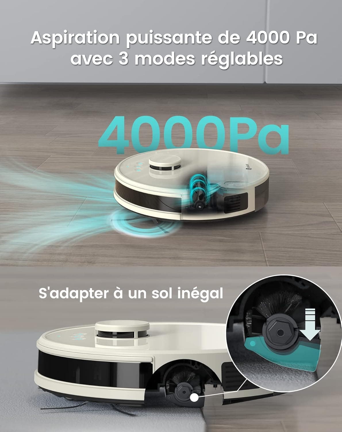 Robot Aspirateur Laveur Lefant M1 - 4000Pa, Navigation LiDAR