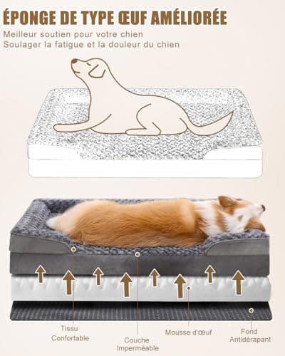 Panier chien KSIIA 91x68 cm déhoussable à accoudoirs