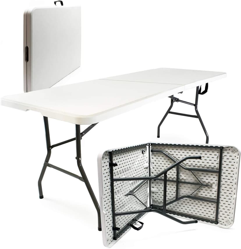 Table Camping Pliante WilTec 180x75cm - Gris Clair