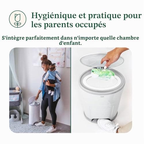 Poubelle à couches Korbell 16 L à pédale avec recharge