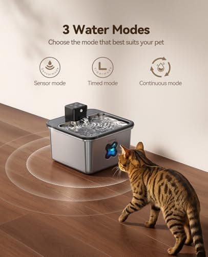 Fontaine à Eau Chat FEELNEEDY Sans Fil Inox 3,2 L