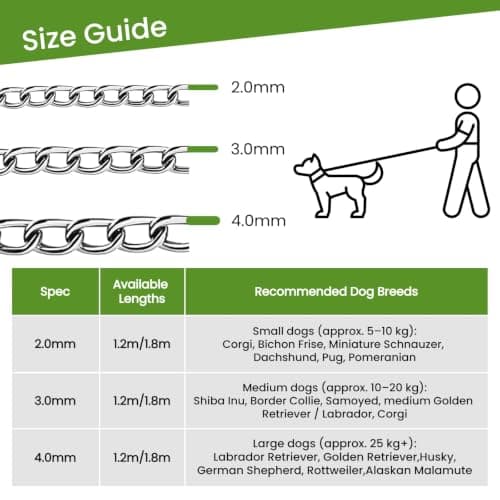 Laisse chaîne PETTOM S 2 mm 120 cm pour petit chien mâcheur