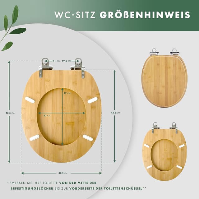 Abattant WC Bambou Benkstein - Fermeture Douce Automatique