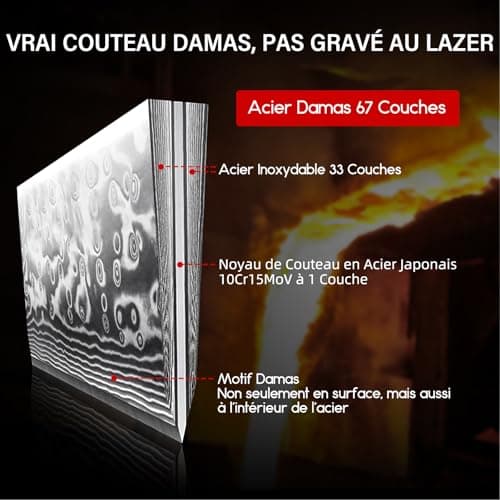 Couteau de chef japonais SHAN ZU 20 cm damas 67 couches