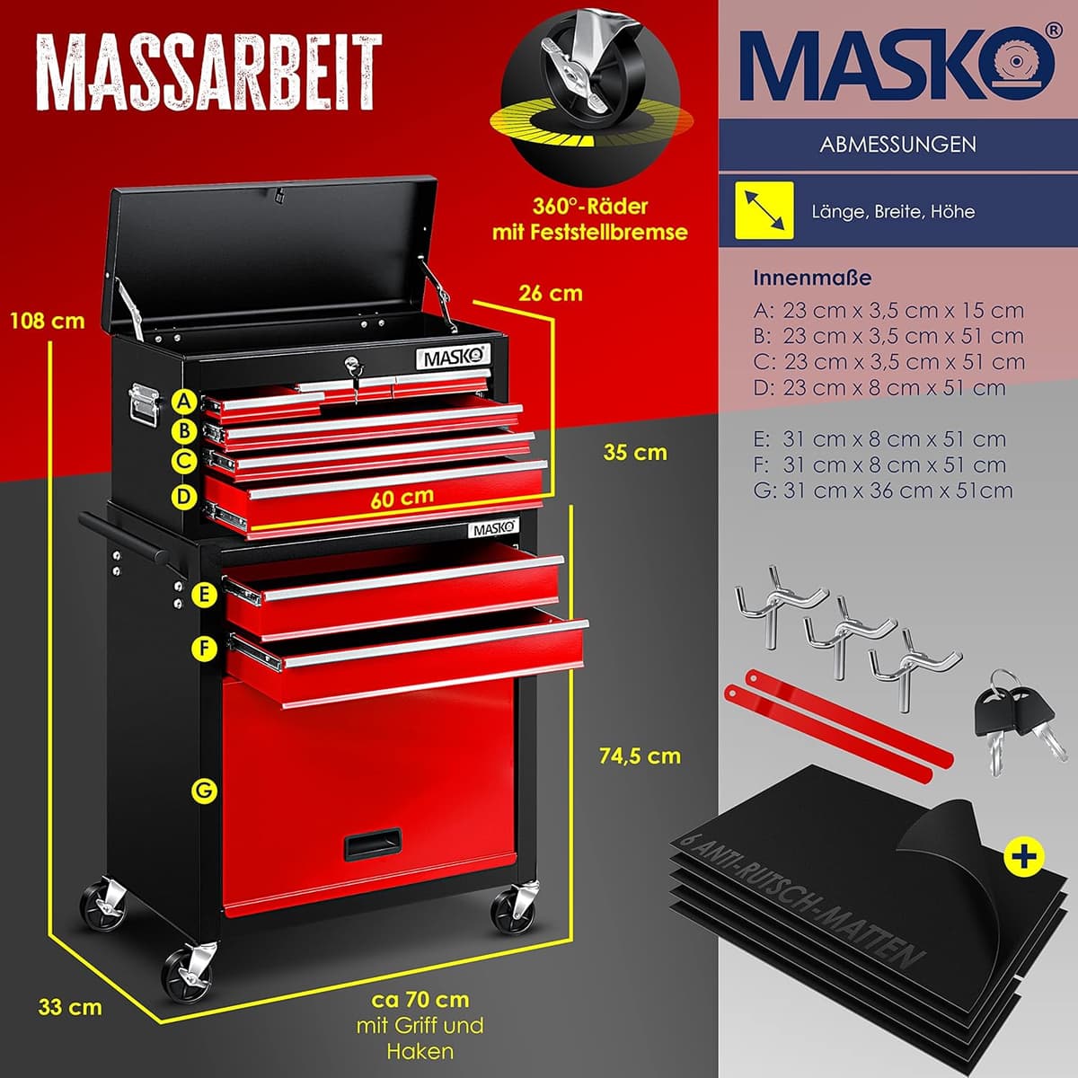 Chariot d'Atelier MASKO - Rangement Optimal & Sécurité