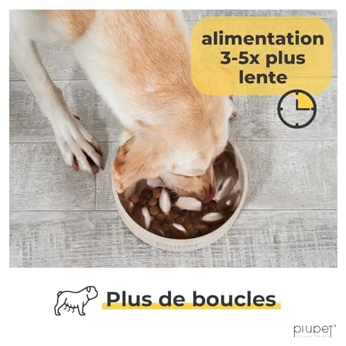 Gamelle anti-glouton PiuPet 1,4 L bambou et PP recyclé
