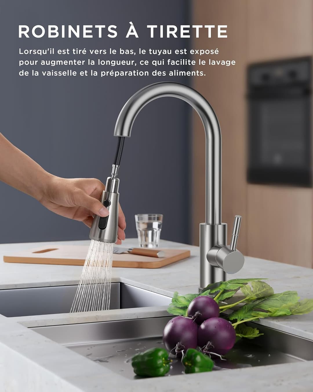 Robinet Cuisine FORIOUS - Mitigeur Évier Pivotant 360°