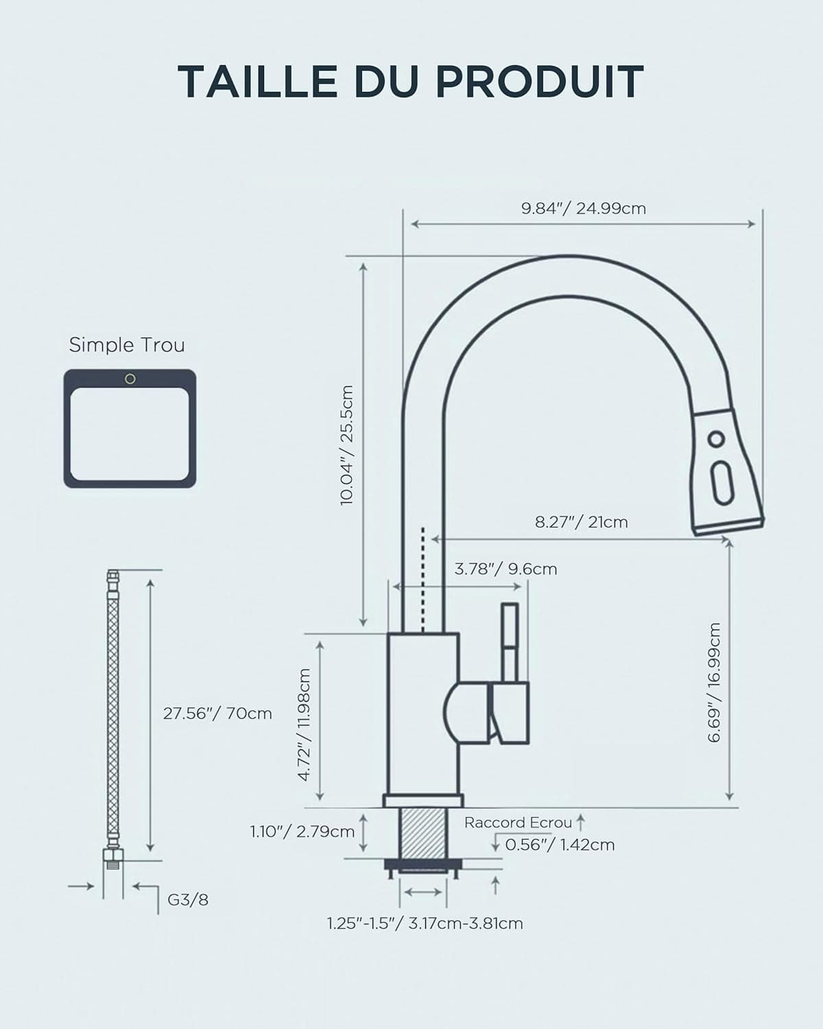 Robinet Cuisine FORIOUS - Mitigeur Évier Pivotant 360°