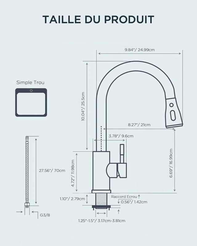 Robinet Cuisine FORIOUS - Mitigeur Évier Pivotant 360°