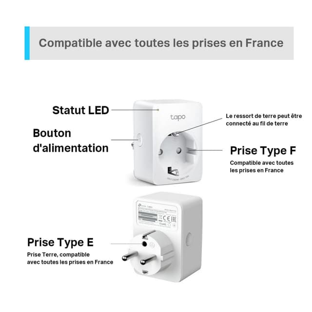 Pack 4 Prises Connectées WiFi Tapo P100 - Contrôle Intelligent