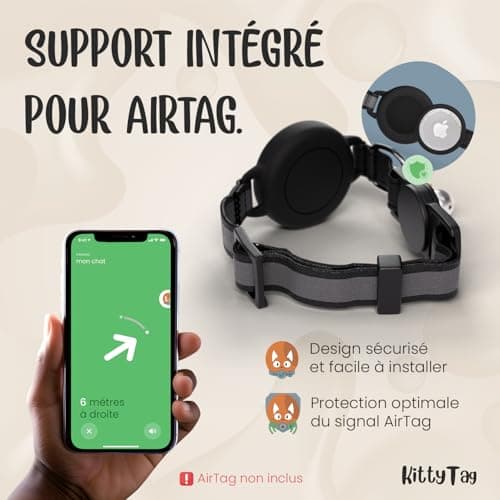 Collier chat KittyTag KTCC-202401 avec étui AirTag