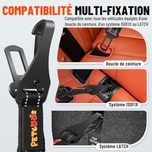 Ceinture voiture chien PETCOOZ réglable 58-92 cm