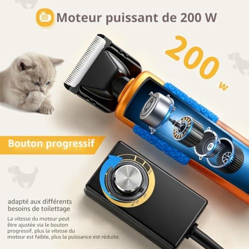 Tondeuse Chien CGOLDENWALL 200 W Filaire Câble 3 m