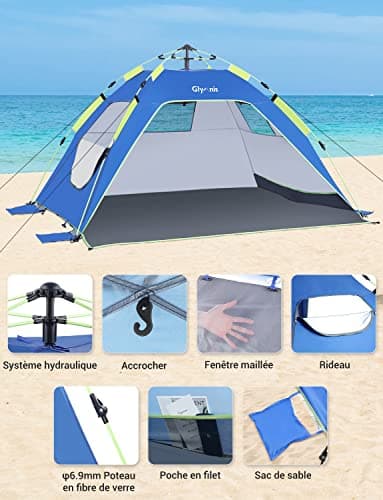 Tente de Plage Glymnis Quick Up 3-4 Personnes