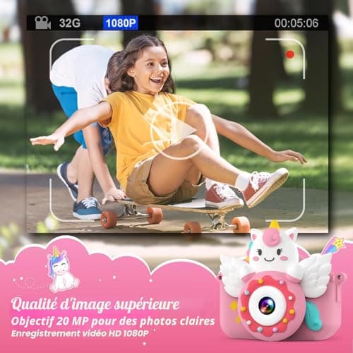 Appareil Photo Enfant TIATUA S3 Licorne Rose 32 Go