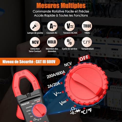 Proster 600A Pince Ampemetrique TRMS NCV