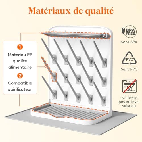 Égouttoir à biberons Lifewit 15 tiges avec tapis