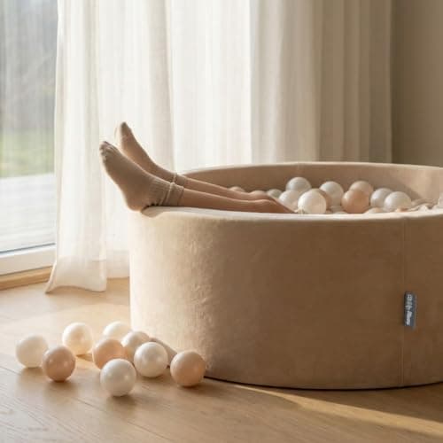 Piscine à balles velours KiddyMoon OK30V-1277, 200 balles