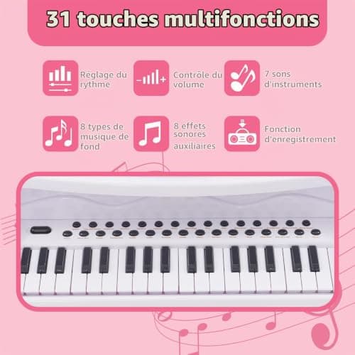 Piano enfant Forroby 37 touches avec pieds et tabouret