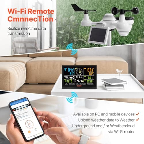 Station Météo Wifi VEVOR 7 en 1 Capteur Solaire