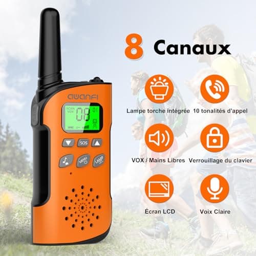 Talkie-walkie AWANFI rechargeable 8 canaux lot de 3