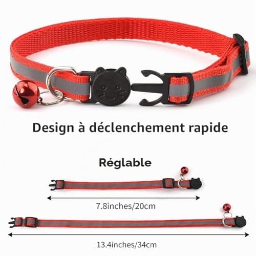 Lot de 12 colliers chat GingerUPer à boucle sécurité
